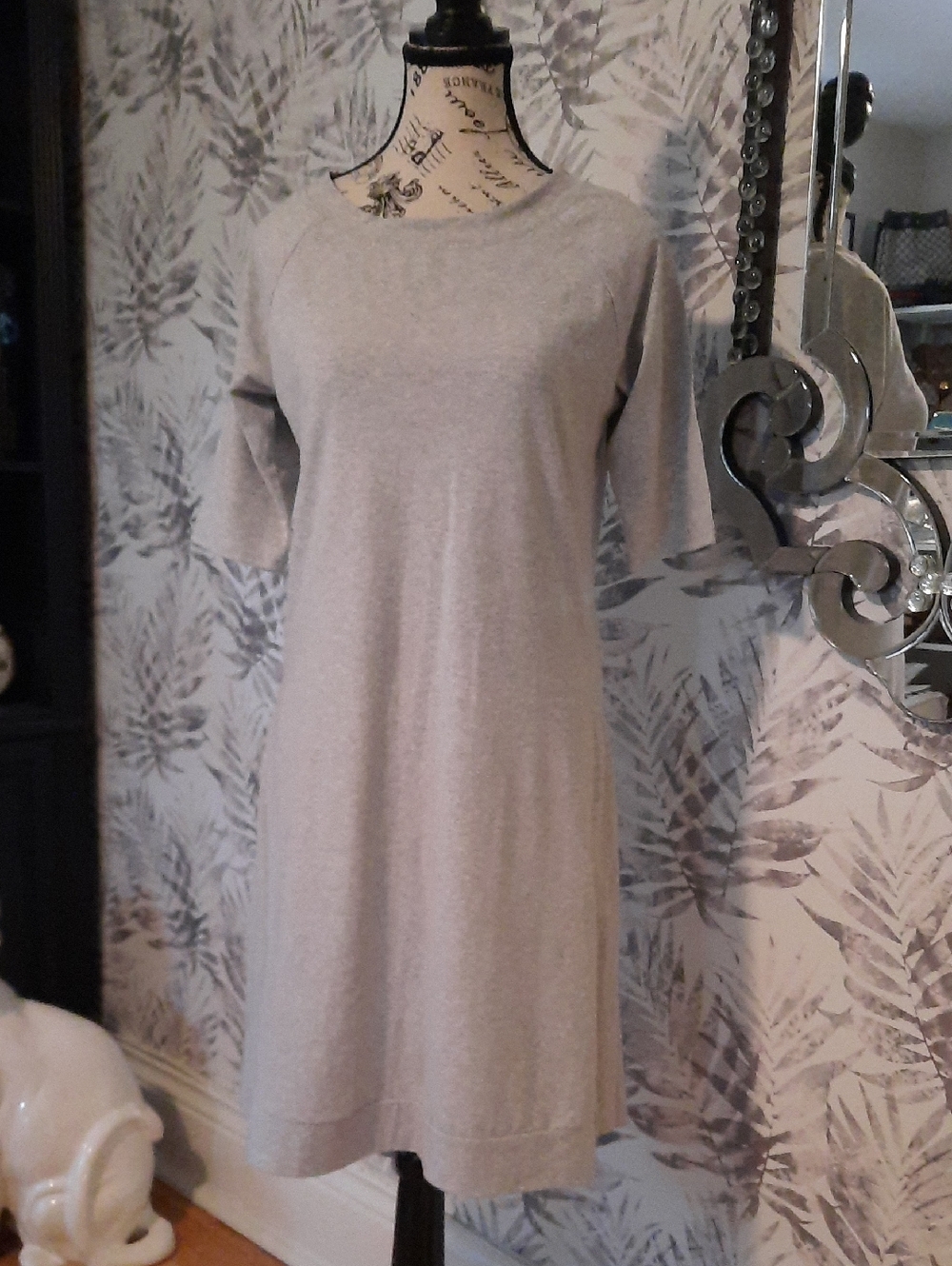 Simple Light Gray Knit T-Shirt Dress